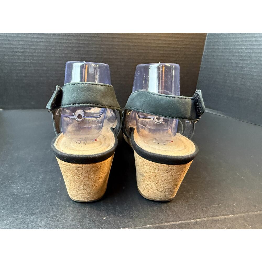 Clarks Unstructured Womens Size 10 M Capri Step Black Nubuck Strap Wedges - Picture 4 of 10